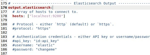 修改Elasticsearch output部分